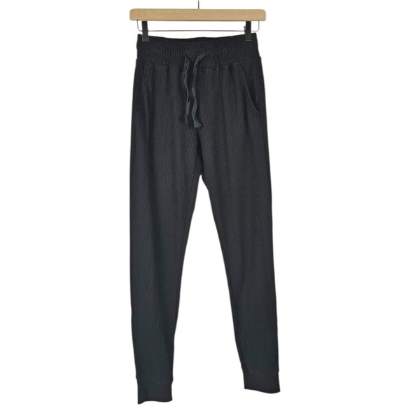 Zyia Active Thermal Jogger Pants Sz M Black Waffle Bottoms PJ Lounge - Picture 1 of 8